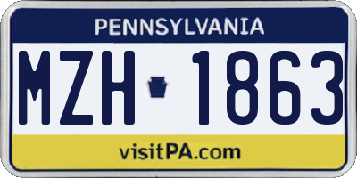 PA license plate MZH1863