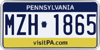 PA license plate MZH1865