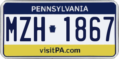 PA license plate MZH1867