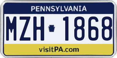 PA license plate MZH1868