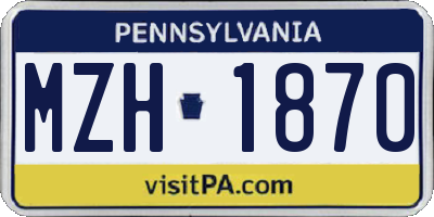 PA license plate MZH1870