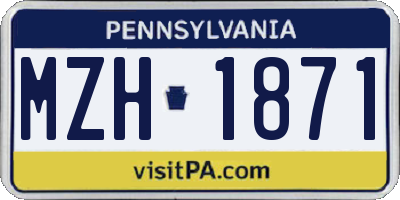 PA license plate MZH1871
