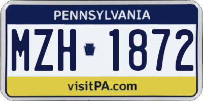 PA license plate MZH1872