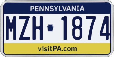 PA license plate MZH1874