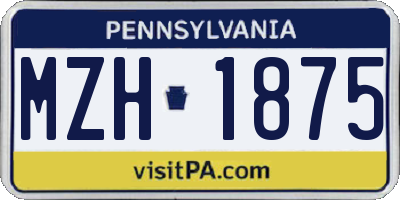 PA license plate MZH1875
