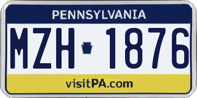 PA license plate MZH1876