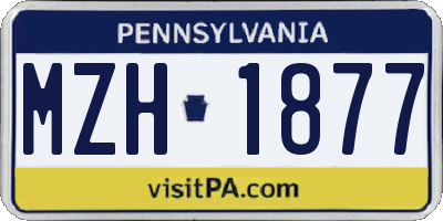 PA license plate MZH1877