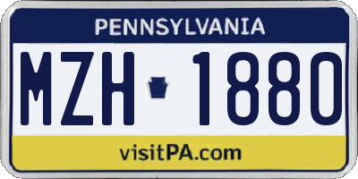 PA license plate MZH1880