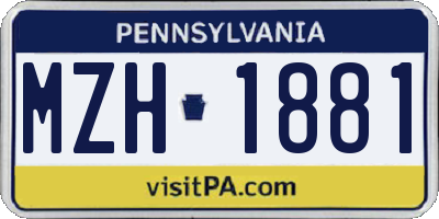 PA license plate MZH1881