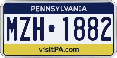 PA license plate MZH1882