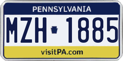 PA license plate MZH1885