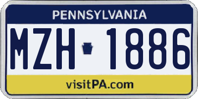 PA license plate MZH1886