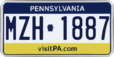 PA license plate MZH1887
