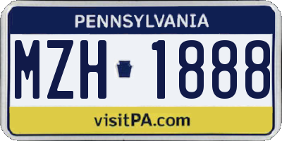 PA license plate MZH1888