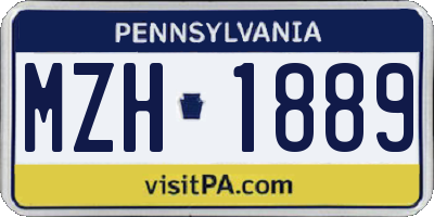 PA license plate MZH1889