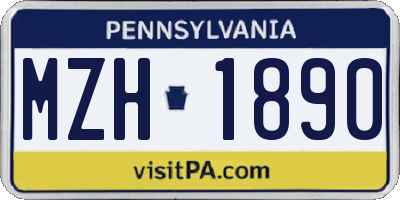 PA license plate MZH1890
