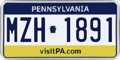 PA license plate MZH1891