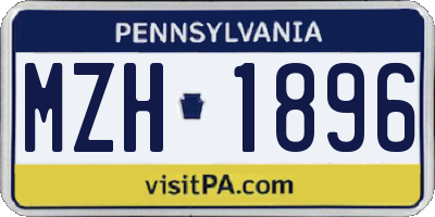 PA license plate MZH1896
