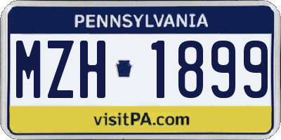 PA license plate MZH1899