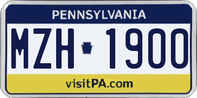 PA license plate MZH1900