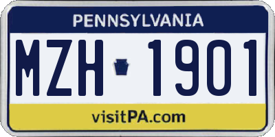 PA license plate MZH1901