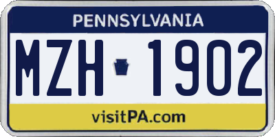 PA license plate MZH1902