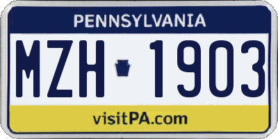 PA license plate MZH1903