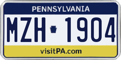 PA license plate MZH1904