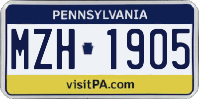 PA license plate MZH1905