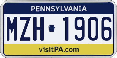 PA license plate MZH1906