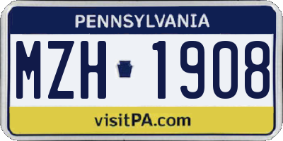 PA license plate MZH1908