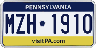 PA license plate MZH1910