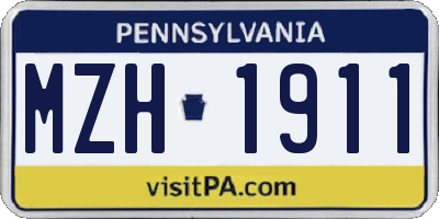 PA license plate MZH1911