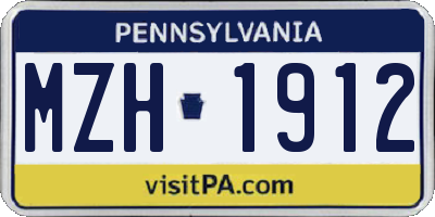 PA license plate MZH1912