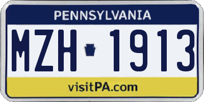 PA license plate MZH1913