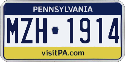 PA license plate MZH1914