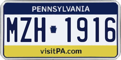 PA license plate MZH1916