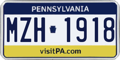 PA license plate MZH1918