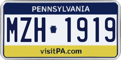 PA license plate MZH1919