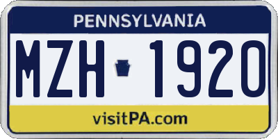 PA license plate MZH1920