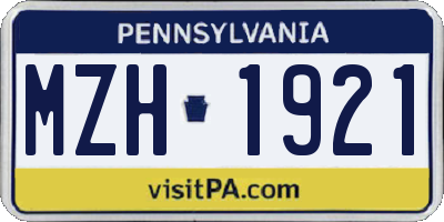 PA license plate MZH1921