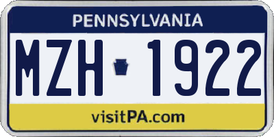 PA license plate MZH1922