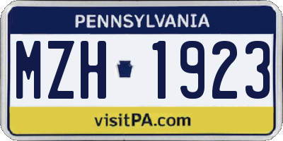 PA license plate MZH1923