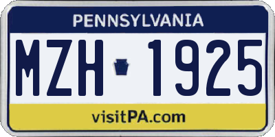 PA license plate MZH1925