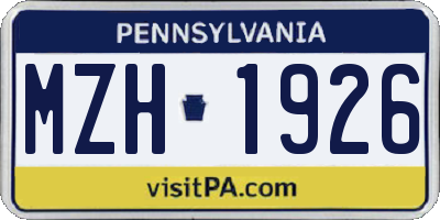PA license plate MZH1926
