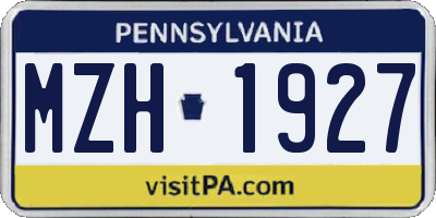 PA license plate MZH1927