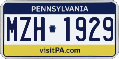 PA license plate MZH1929