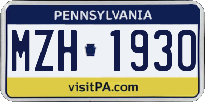 PA license plate MZH1930