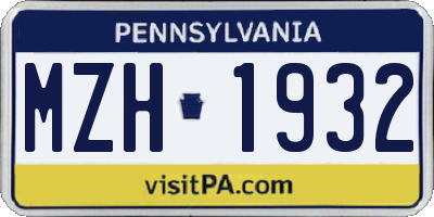 PA license plate MZH1932