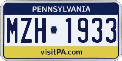 PA license plate MZH1933